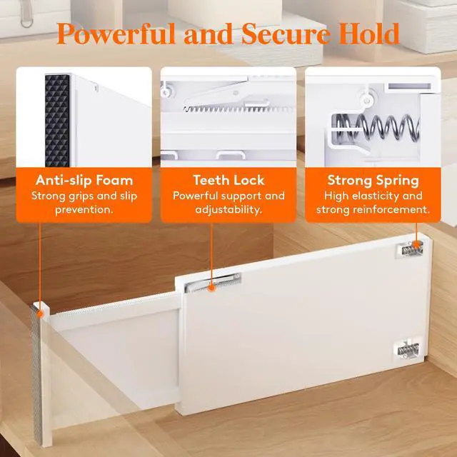Alt view image 3 of 7 - Lifewit 14 Pack 6" High Drawer Dividers 34-56cm/13.5-22" Adjustable Drawer Organizer for Clothes/Utensils, Expandable Drawer Separator in Dresser/Kitchen/Bedroom/Office Organization & Storage White
