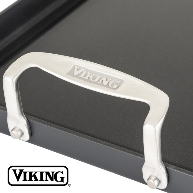 Alt view image 6 of 6 - Viking Nonstick Double Burner Griddle, 19 x 11 Inch Hard Anodized Kitchen Grill Pan with Handles, Oven Safe, Works on Gas, Ceramic, and Electric Stove Top