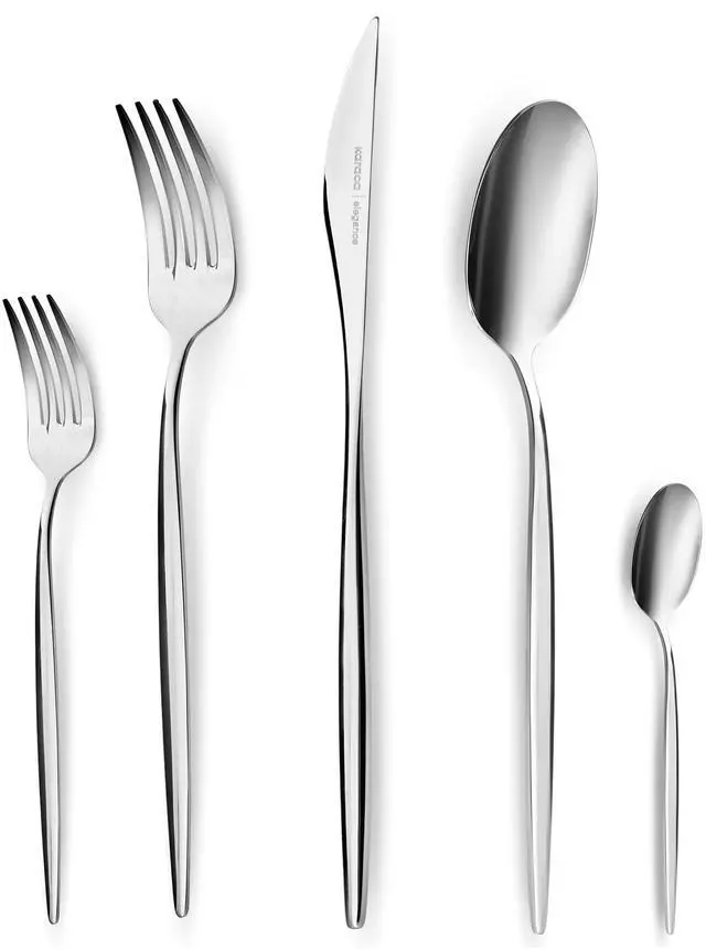 Main image of Karaca Lizbon - 18/10 Stainless Steel Silverware Set for 12, 60 Piece Heavy Duty Flatware Set, Dishwasher Safe Modern Cutlery incl. Kitchen Forks, Spoons, Knives Eating Utensils Sets - Platin