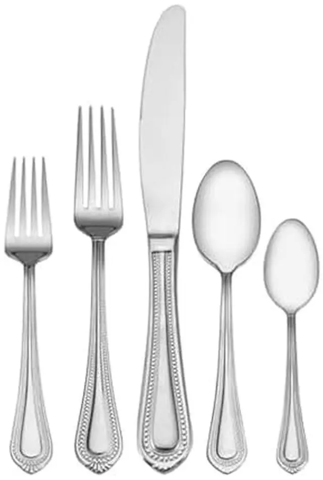 Main image of Mikasa Regent Bead 65-Piece Flatware Set for 12, 18/10 Stainless Steel Silverware with Beaded Teardrop Handles, Includes Serving Utensils, Dishwasher Safe
