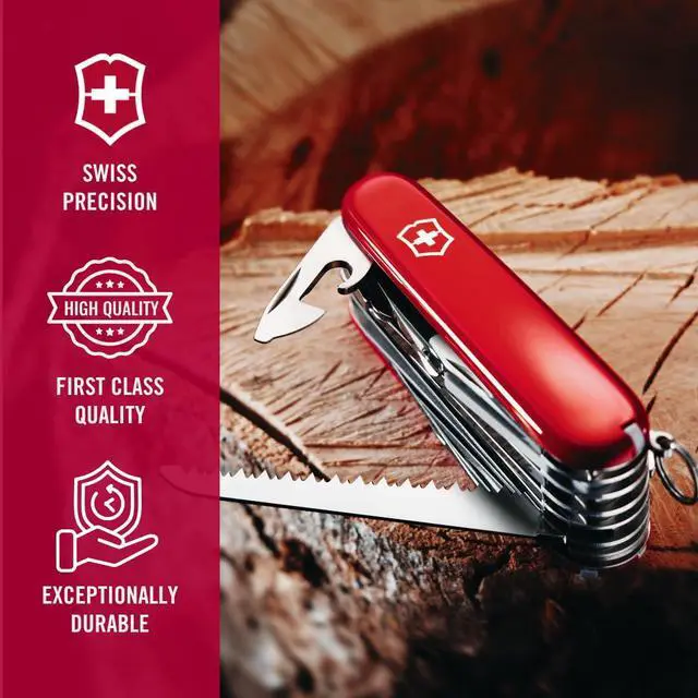 Alt view image 6 of 6 - Victorinox Swiss Champ Swiss Army Knife, 33 Functions, Swiss Made Multitool with Large Blade, Screwdriver, Chisel and Combination Pliers for Everyday Carry - Red