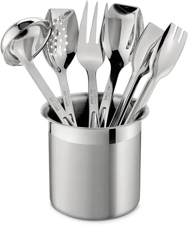 Main image of All-Clad Specialty Stainless Steel Kitchen Gadgets 5 Piece Tool Set with Caddy Kitchen Tools, Kitchen Hacks Silver