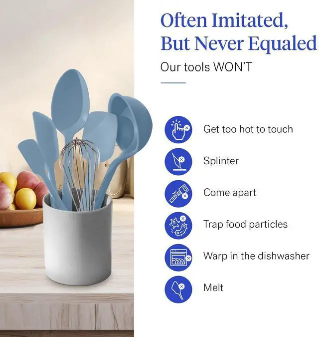 Alt view image 6 of 7 - GIR: Get It Right 10-Piece Spatula Set & Silicone Utensils for Kitchen - Slate - Heat Resistant to 425°F - Dishwasher Friendly - Includes Ladle, Whisk, Potato Peeler & Kitchen Spoons