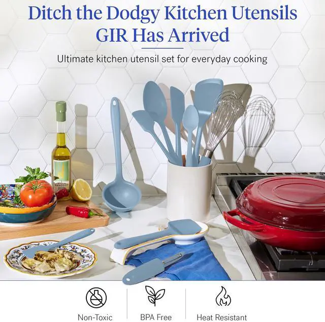 Alt view image 3 of 7 - GIR: Get It Right 10-Piece Spatula Set & Silicone Utensils for Kitchen - Slate - Heat Resistant to 425°F - Dishwasher Friendly - Includes Ladle, Whisk, Potato Peeler & Kitchen Spoons