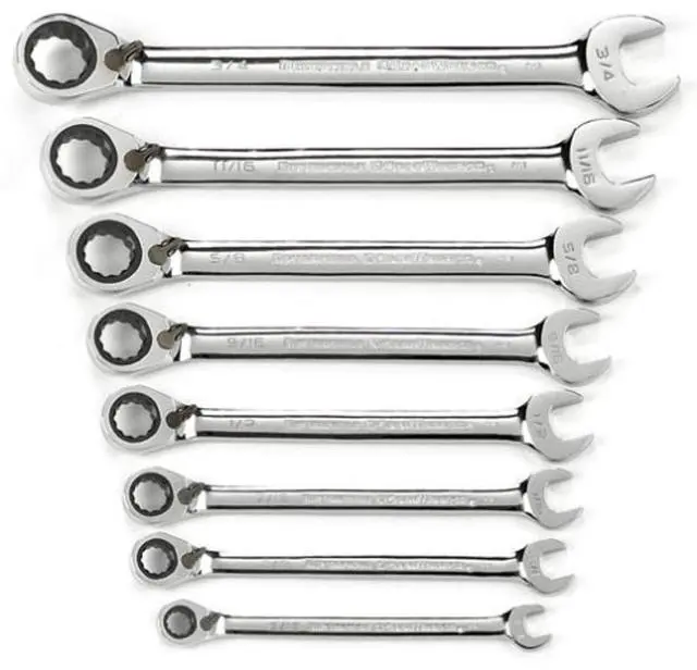 Main image of GEARWRENCH 8 Piece 72-Tooth 12 Point Reversible Ratcheting Combination SAE Wrench Set | 9533N