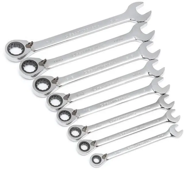 Alt view image 4 of 7 - GEARWRENCH 8 Piece 72-Tooth 12 Point Reversible Ratcheting Combination SAE Wrench Set | 9533N