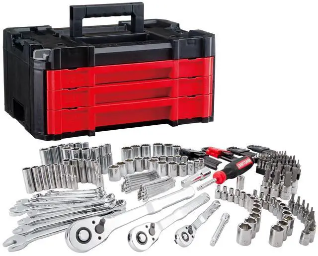 Main image of CRAFTSMAN 230 Pcs Mechanics Tool Set, Socket Wrench Set, Car Tool Kit with VERSASTACK Toolbox, SAE and Metric,1/4 in, 3/8 in, and 1/2 Drive, Short and Long Arm Hex Keys (CMMT45306)