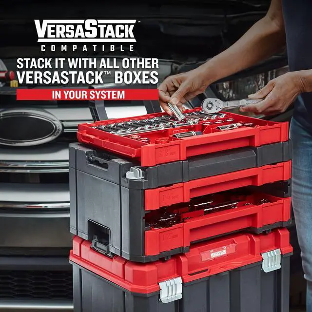 Alt view image 6 of 7 - CRAFTSMAN 230 Pcs Mechanics Tool Set, Socket Wrench Set, Car Tool Kit with VERSASTACK Toolbox, SAE and Metric,1/4 in, 3/8 in, and 1/2 Drive, Short and Long Arm Hex Keys (CMMT45306)