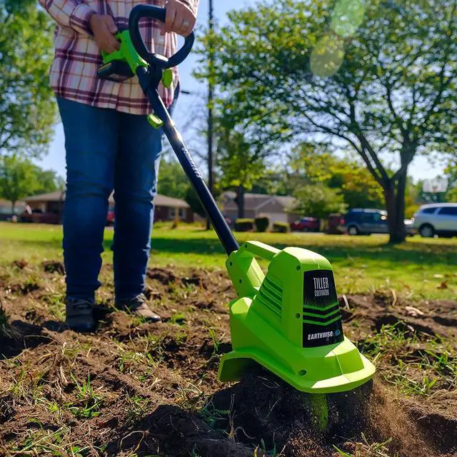 Alt view image 2 of 7 - Earthwise Power Tools by ALM TC70020IT 20-Volt 7.5-Inch Cordless Electric Garden Tiller Cultivator, (2AH Battery & Fast Charger Included), Green