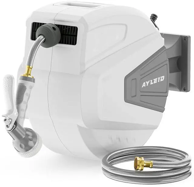 Main image of Ayleid Retractable Rubber Hybrid Garden Hose Reel, 1/2"x65ft Wall Mount