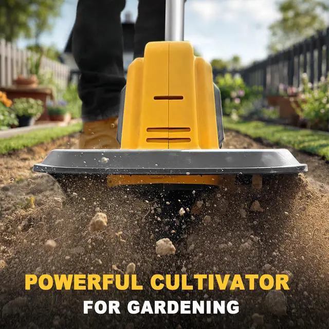 Alt view image 5 of 7 - Cordless Tiller Cultivator Compatible with Dewalt 20V Battery(Tool Only), Electric Garden Tiller w/270 RPM, 48 Steel Tines, 8.7" Tilling Width, 6.3" Depth, Portable Rotary Tiller