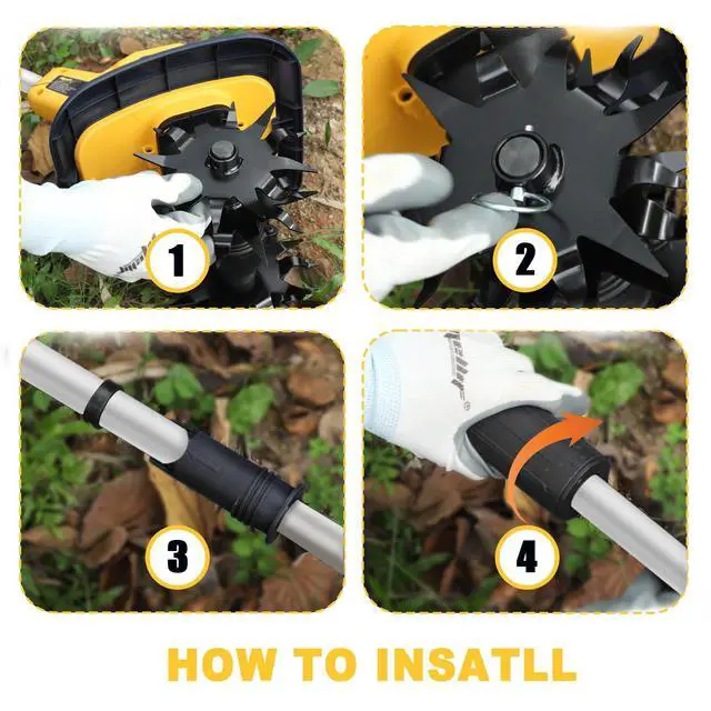 Alt view image 7 of 7 - Cordless Tiller Cultivator Compatible with Dewalt 20V Battery(Tool Only), Electric Garden Tiller w/270 RPM, 48 Steel Tines, 8.7" Tilling Width, 6.3" Depth, Portable Rotary Tiller