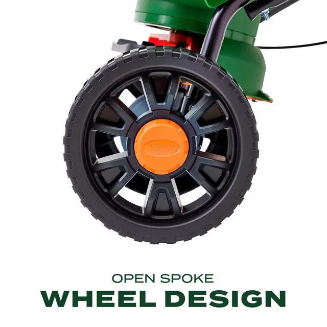 Alt view image 5 of 7 - Scotts Turf Builder EdgeGuard DLX Broadcast Spreader - Spreader for Lawn Fertilizer, Weed & Insect Control, Grass Seed, and Ice Melt, Holds Up to 15,000 sq. ft. of Product
