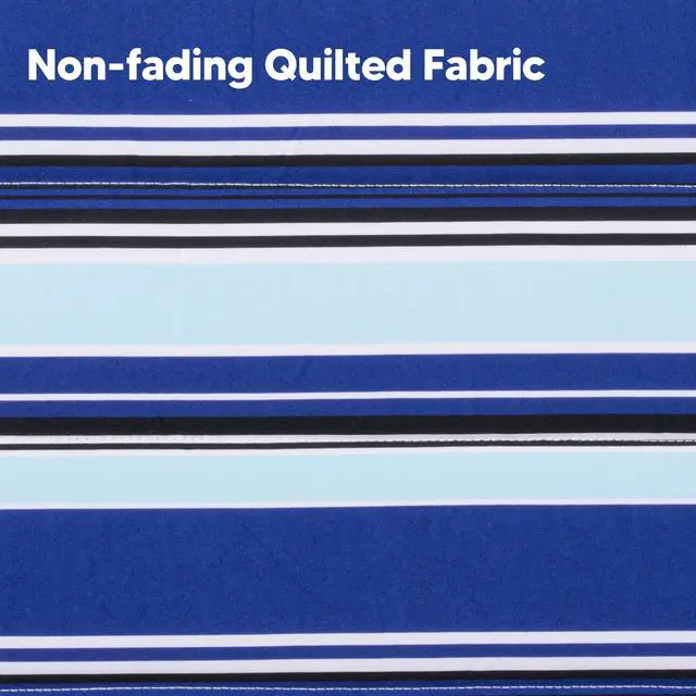 Alt view image 6 of 7 - SUNCREAT Hammocks Quilted Fabric Hammock, Double Hammock with Spreader Bar, Soft Pillow, Max 475lbs Capacity, Blue Stripes