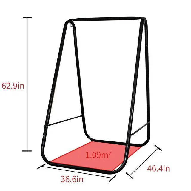 Alt view image 6 of 7 - PIRNY Hammock Chair Stand,Include Large Hanging Indoor Swing,MAX Load 500 LBS, Heavy-Duty Steel Hammock Stand for Indoor Outdoor(Grey)
