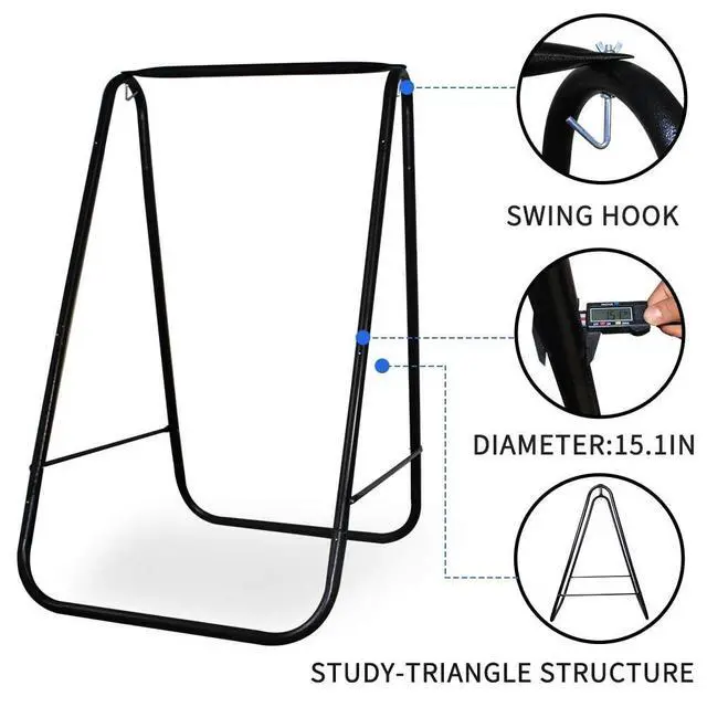 Alt view image 7 of 7 - PIRNY Hammock Chair Stand,Include Large Hanging Indoor Swing,MAX Load 500 LBS, Heavy-Duty Steel Hammock Stand for Indoor Outdoor(Grey)