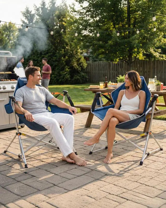 Alt view image 3 of 7 - KingCamp Hammock Camping Chair, Swinging Portable Camp Chairs for Adults, 400lbs Heavy Duty Oversized Folding Rocking Chair with Adjustable Recline, Aluminum Alloy Frame for Outdoor Patio Beach Sport