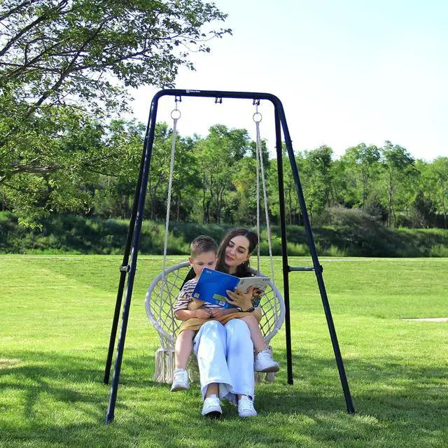 Alt view image 2 of 6 - G TALECO GEAR Hammock Chair Stand,Heavy-Duty Steel 300LBS Multi-Use Hammock Stand for Outdoor Indoor, Swing Chair not Include (Black)