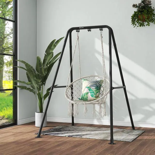 Alt view image 3 of 6 - G TALECO GEAR Hammock Chair Stand,Heavy-Duty Steel 300LBS Multi-Use Hammock Stand for Outdoor Indoor, Swing Chair not Include (Black)