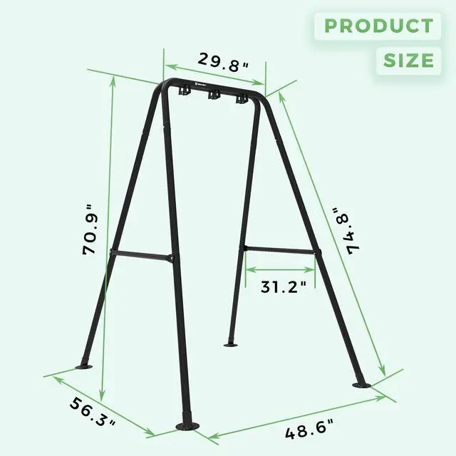 Alt view image 6 of 6 - G TALECO GEAR Hammock Chair Stand,Heavy-Duty Steel 300LBS Multi-Use Hammock Stand for Outdoor Indoor, Swing Chair not Include (Black)