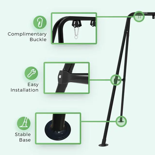 Alt view image 4 of 6 - G TALECO GEAR Hammock Chair Stand,Heavy-Duty Steel 300LBS Multi-Use Hammock Stand for Outdoor Indoor, Swing Chair not Include (Black)