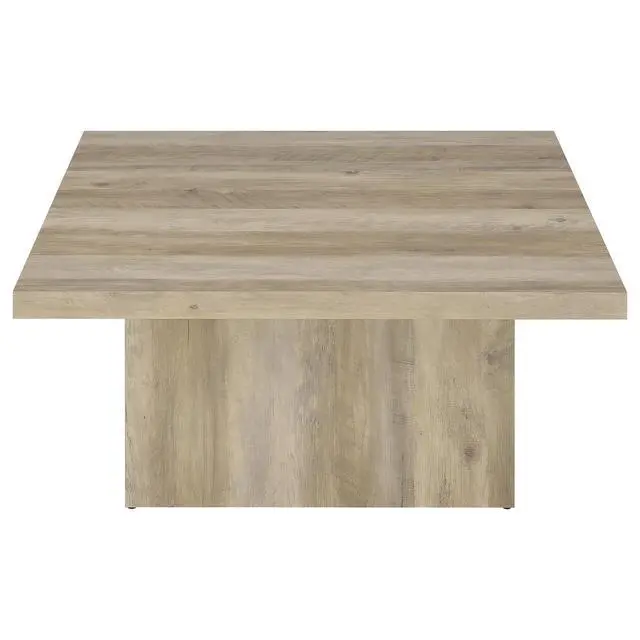 Alt view image 3 of 7 - Coaster Home Furnishings - Devar - Wood - Square Coffee Table with Pedestal Base, Geometric Design and Transitional Style - Living Room - Distressed Pine - 710878