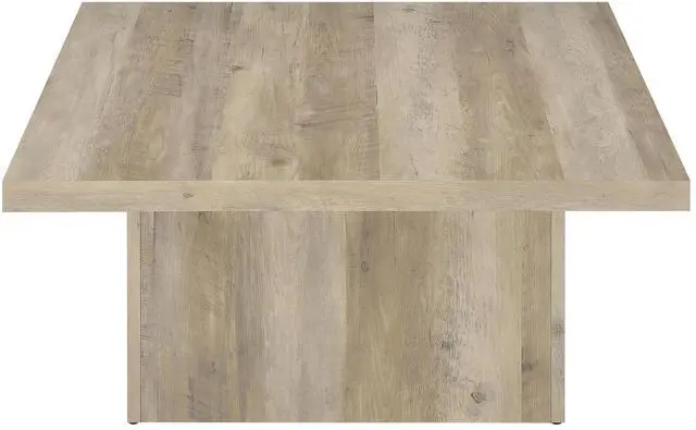Alt view image 5 of 7 - Coaster Home Furnishings - Devar - Wood - Square Coffee Table with Pedestal Base, Geometric Design and Transitional Style - Living Room - Distressed Pine - 710878
