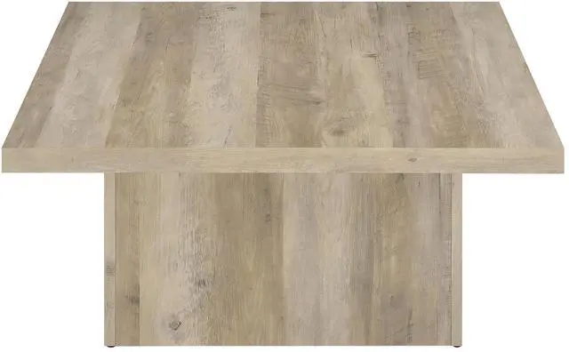Alt view image 6 of 7 - Coaster Home Furnishings - Devar - Wood - Square Coffee Table with Pedestal Base, Geometric Design and Transitional Style - Living Room - Distressed Pine - 710878