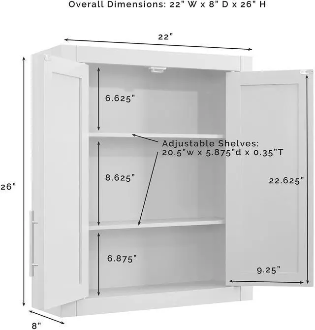Alt view image 5 of 7 - Crosley Furniture Savannah Wall Mounted Bathroom Storage Medicine Cabinet with Shelves, White