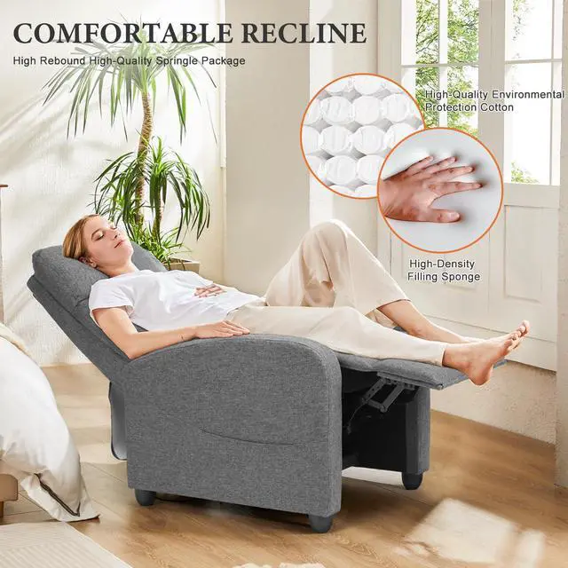 Alt view image 6 of 7 - Sweetcrispy Massage Recliner Chair for Adults, Adjustable Home Theater Seating with Lumbar Support, Modern Small Recliners for Small Spaces, Dark Grey