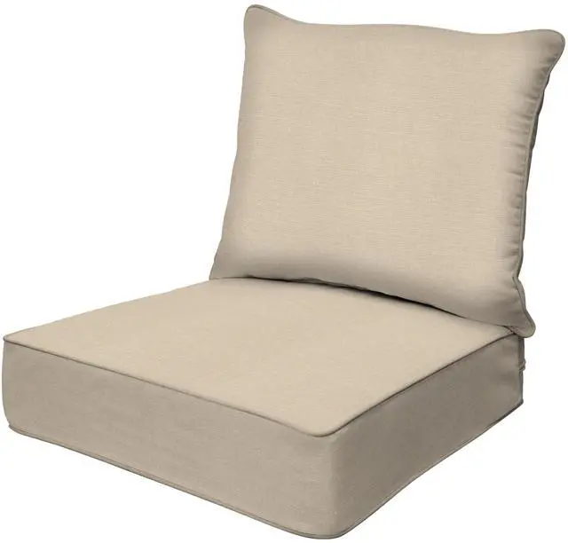 Main image of Honeycomb Outdoor Heritage Deep Seat, 24 x 23, Textured Solid Almond Chair Cushion with Removable Cover, for Patio Furniture