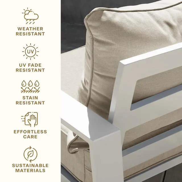 Alt view image 5 of 7 - Honeycomb Outdoor Heritage Deep Seat, 24 x 23, Textured Solid Almond Chair Cushion with Removable Cover, for Patio Furniture