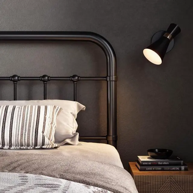 Alt view image 3 of 6 - Allewie Queen Size Metal Platform Bed Frame with Victorian Style Wrought Iron-Art Headboard/Footboard, No Box Spring Required, Black