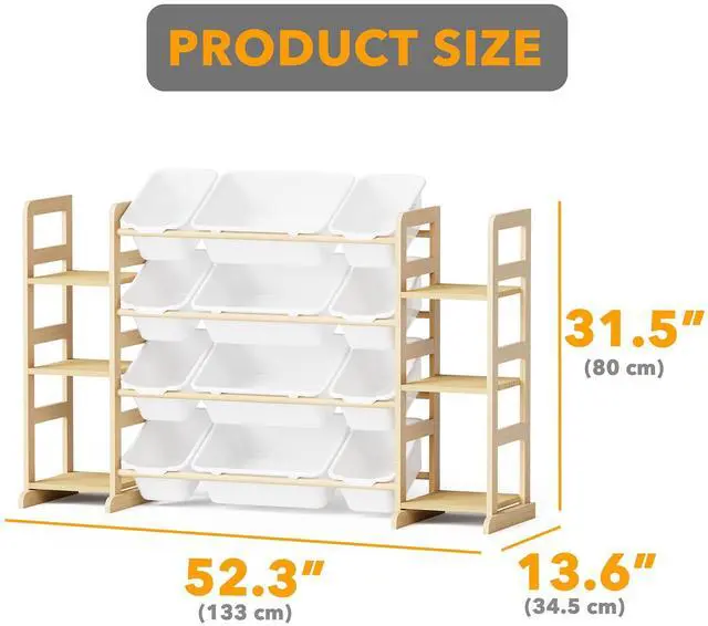 Alt view image 3 of 7 - SpaceAid Toy Storage Organizer with 6 Shelves and 12 Bins, Bookshelf/Bookcase, Kids Bin Shelf, Toys Box for Playroom Organization for Bedroom & Room Decor, White, 52.3" W