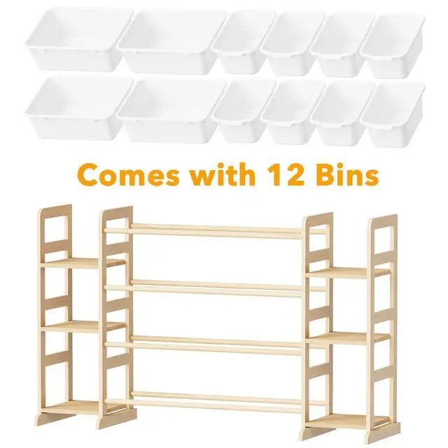 Alt view image 7 of 7 - SpaceAid Toy Storage Organizer with 6 Shelves and 12 Bins, Bookshelf/Bookcase, Kids Bin Shelf, Toys Box for Playroom Organization for Bedroom & Room Decor, White, 52.3" W