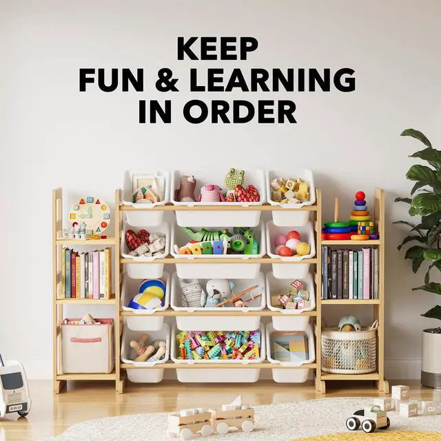 Alt view image 6 of 7 - SpaceAid Toy Storage Organizer with 6 Shelves and 12 Bins, Bookshelf/Bookcase, Kids Bin Shelf, Toys Box for Playroom Organization for Bedroom & Room Decor, White, 52.3" W