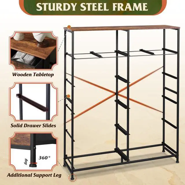 Alt view image 7 of 7 - WLIVE Tall Dresser for Bedroom with 12 Drawers, Dressers & Chests of Drawers, Fabric Dressers for Closet, Storage Dresser Organizer with Steel Frame, Wood Top, Rustic Brown Wood Grain Print