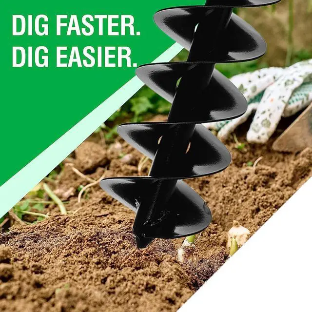 Alt view image 3 of 4 - Power Planter Auger Drill Bit Extension, 5" x 28" with 1/2" Non-Slip Hex Drive, Garden Auger for Planting 5 and 6 Potted Plants, Garden Digging Tool for Dirt, Clay, Soil and Sand