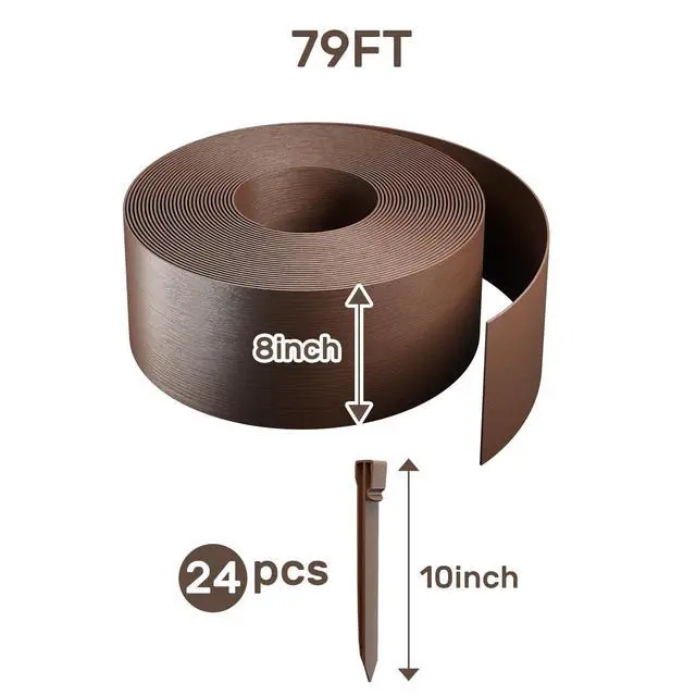 Alt view image 2 of 7 - AGTEK 78FT Plastic Landscape Edging Coil Kit, 8 inch High Terrace Board Garden Edging Border with 24 Stakes