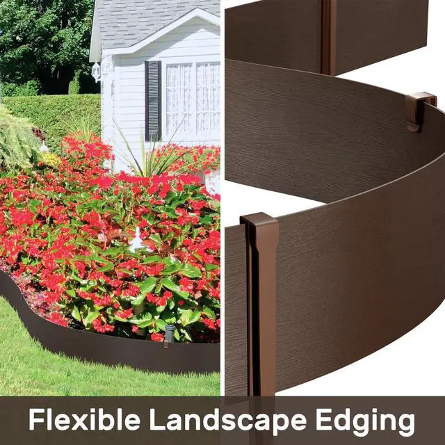 Alt view image 3 of 7 - AGTEK 78FT Plastic Landscape Edging Coil Kit, 8 inch High Terrace Board Garden Edging Border with 24 Stakes
