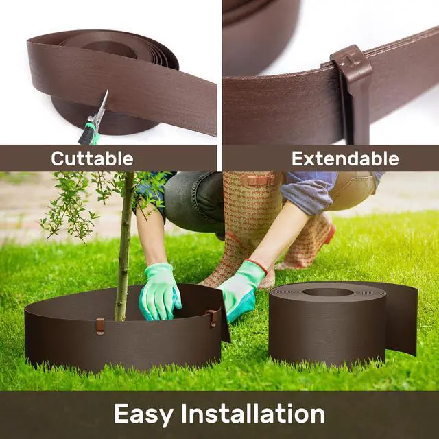 Alt view image 4 of 7 - AGTEK 78FT Plastic Landscape Edging Coil Kit, 8 inch High Terrace Board Garden Edging Border with 24 Stakes