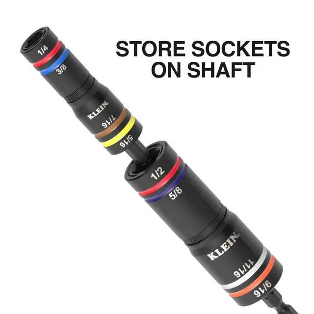Alt view image 5 of 6 - Klein Tools 656QS KNECT Quad Socket, 24 Sizes in 6 Sockets, 4-in-1 Color Coded SAE and Metric Impact Rated, Deep-Well Heavy-Duty, 1/4-and 3/8-Inch Drive, 3-1/2-and 6-1/2-Inch Shaft