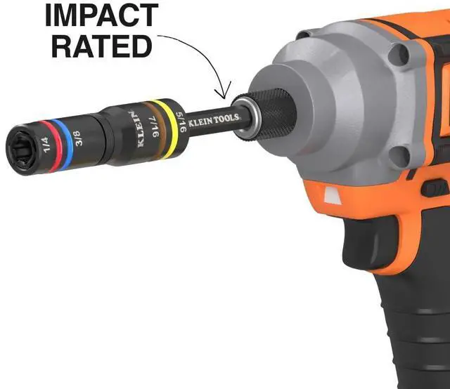 Alt view image 6 of 6 - Klein Tools 656QS KNECT Quad Socket, 24 Sizes in 6 Sockets, 4-in-1 Color Coded SAE and Metric Impact Rated, Deep-Well Heavy-Duty, 1/4-and 3/8-Inch Drive, 3-1/2-and 6-1/2-Inch Shaft