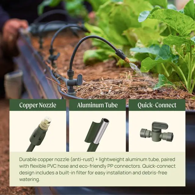 Alt view image 4 of 7 - Vego Garden Irrigation Kit - Drip Irrigation System for Raised Garden Beds, Efficient Watering Solution for Vegetables, Flowers, and Plants, Easy DIY Installation (M)