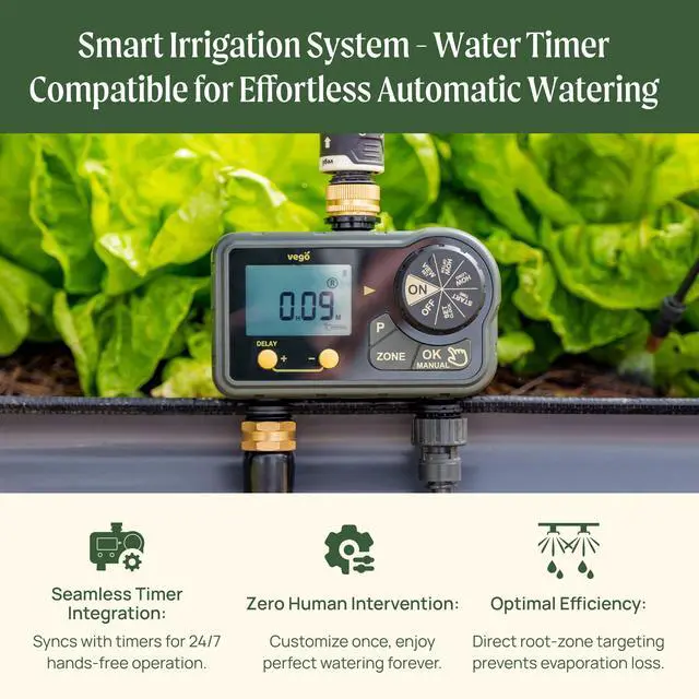Alt view image 5 of 7 - Vego Garden Irrigation Kit - Drip Irrigation System for Raised Garden Beds, Efficient Watering Solution for Vegetables, Flowers, and Plants, Easy DIY Installation (M)