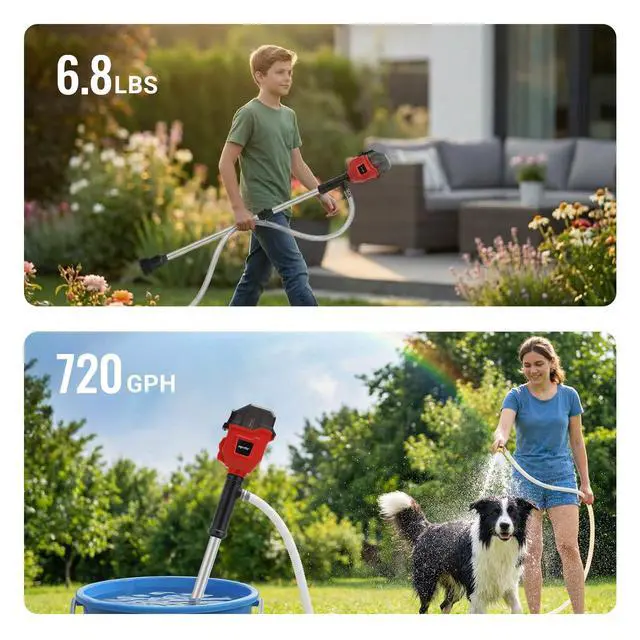 Alt view image 4 of 7 - Brushless Stick Water Transfer Pump Compatible with Milwaukee 18V Battery(Tool Only), 720GPH Cordless Water Pump Submersible Sump Pump Utility Pump for Pool Garden Pond