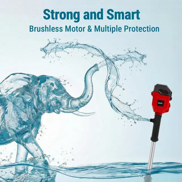 Alt view image 7 of 7 - Brushless Stick Water Transfer Pump Compatible with Milwaukee 18V Battery(Tool Only), 720GPH Cordless Water Pump Submersible Sump Pump Utility Pump for Pool Garden Pond