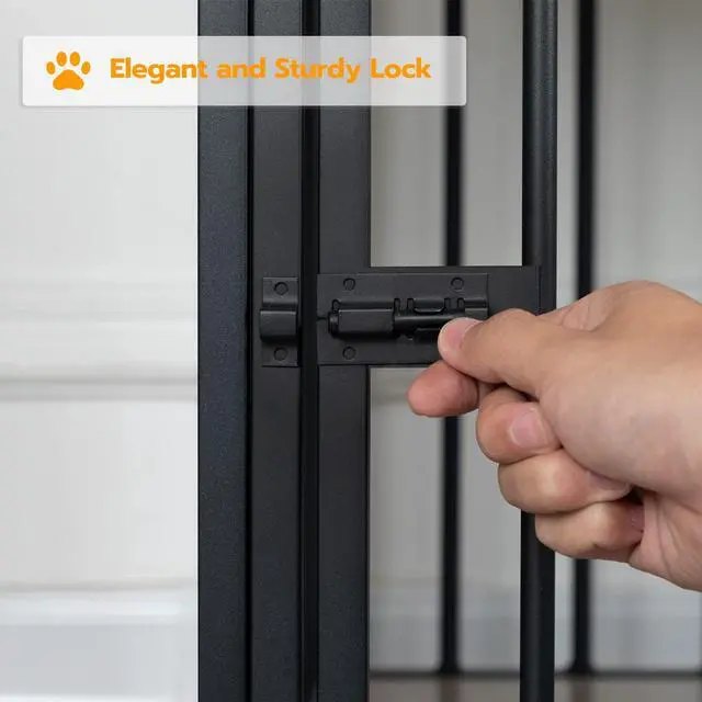 Alt view image 5 of 7 - HOOBRO Dog Crate Furniture, Wooden Dog House, Decorative Dog Kennel with Drawer, Indoor Pet Crate End Table for Small Dog, Steel-Tube Puppy Cage, Chew-Proof, Rustic Brown and Black BF01GW03