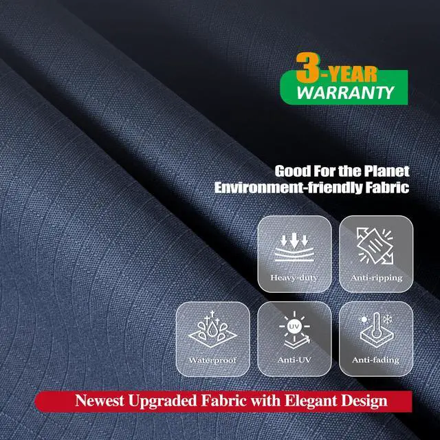 Alt view image 4 of 7 - F&J Outdoors Heavy Duty Waterproof Anti-UV Rip-stop Fabric Large Patio Furniture Covers, Grey, 126"x83"x27.5"