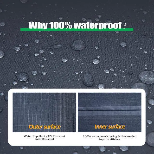 Alt view image 6 of 7 - F&J Outdoors Heavy Duty Waterproof Anti-UV Rip-stop Fabric Large Patio Furniture Covers, Grey, 126"x83"x27.5"